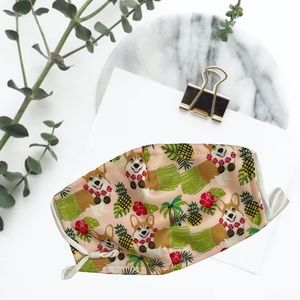 HANDSEWN COTTON CORGI ADULT FACE MASK